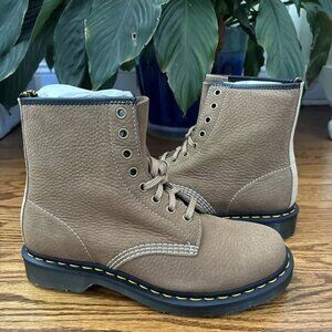 Dr. Martens Taupe Leather Lace-Up Ankle Boots